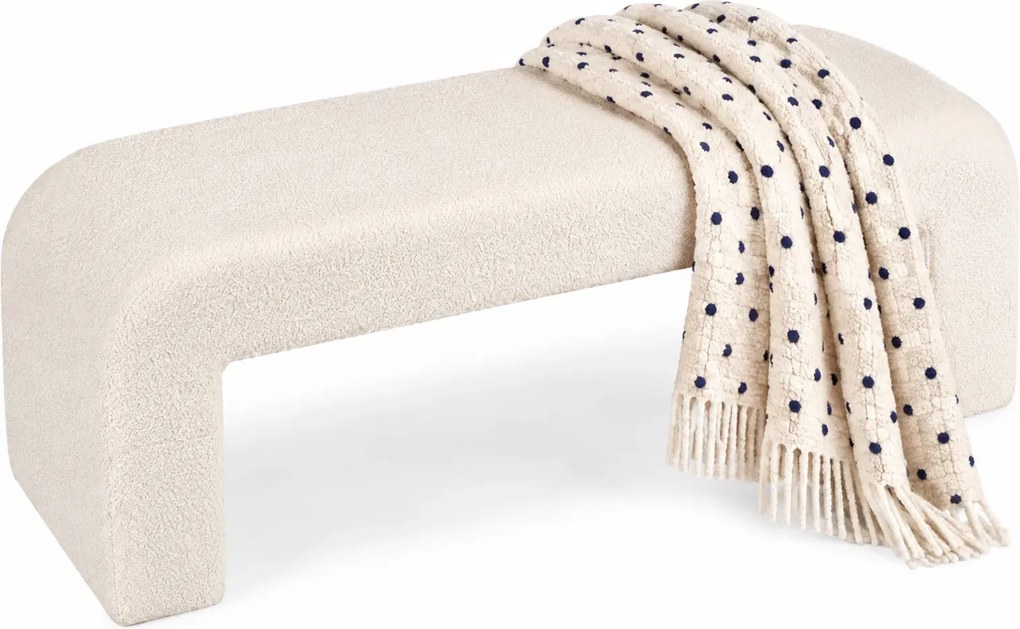 Kremowa prostokątna pufa boucle w stylu nowoczesnym W4-P43