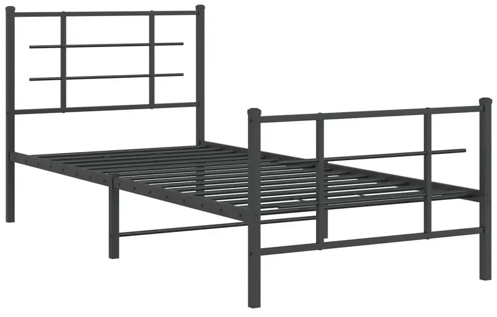 Czarne metalowe łóżko małżeńskie 100x200cm - Alester