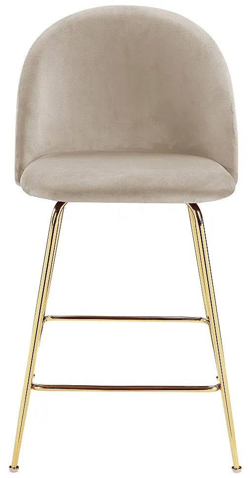 Zestaw 2 stołków barowych MELBOURNE – welur i metal w kolorze złotym – kolor beżowy