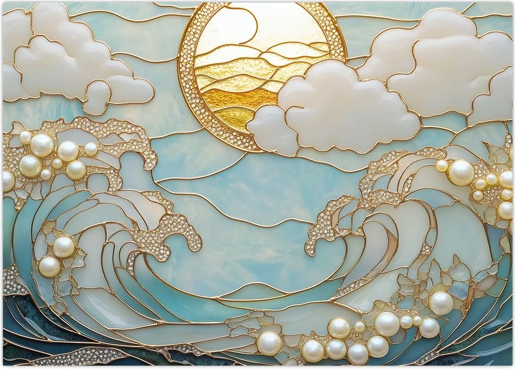 Obraz na szkle - 3D perły w oceanie (70x50 cm)