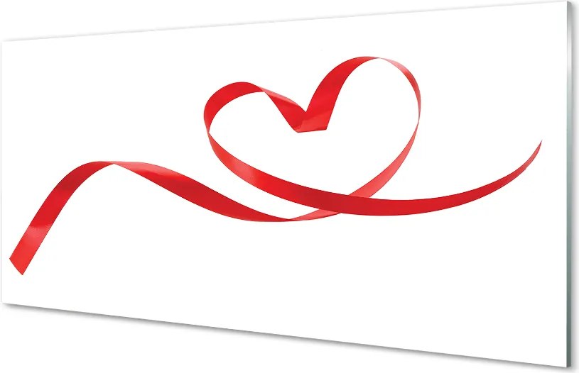 Panel szklany do Kuchni Serce z Czerwoną Wstążką