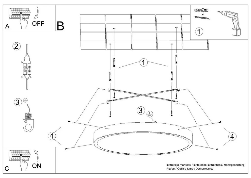Plafon ONYX 60 czarny LED 3000K SOLLUX  LIGHTING