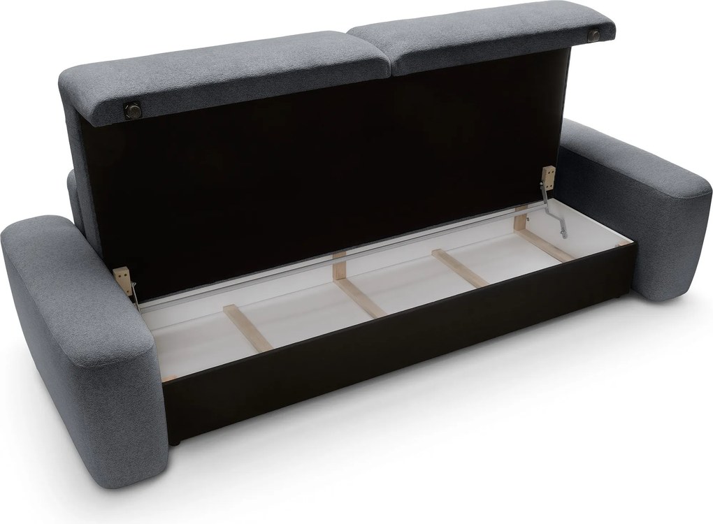Masseno Sofa VEO z funkcją spania i pojemnikiem na pościel, Rozkładana sofa - Niebieski, RAVEN 18