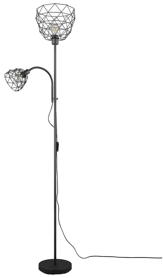 Czarna lampa stojąca z metalowym kloszem (wys. 180 cm) Haval – Trio