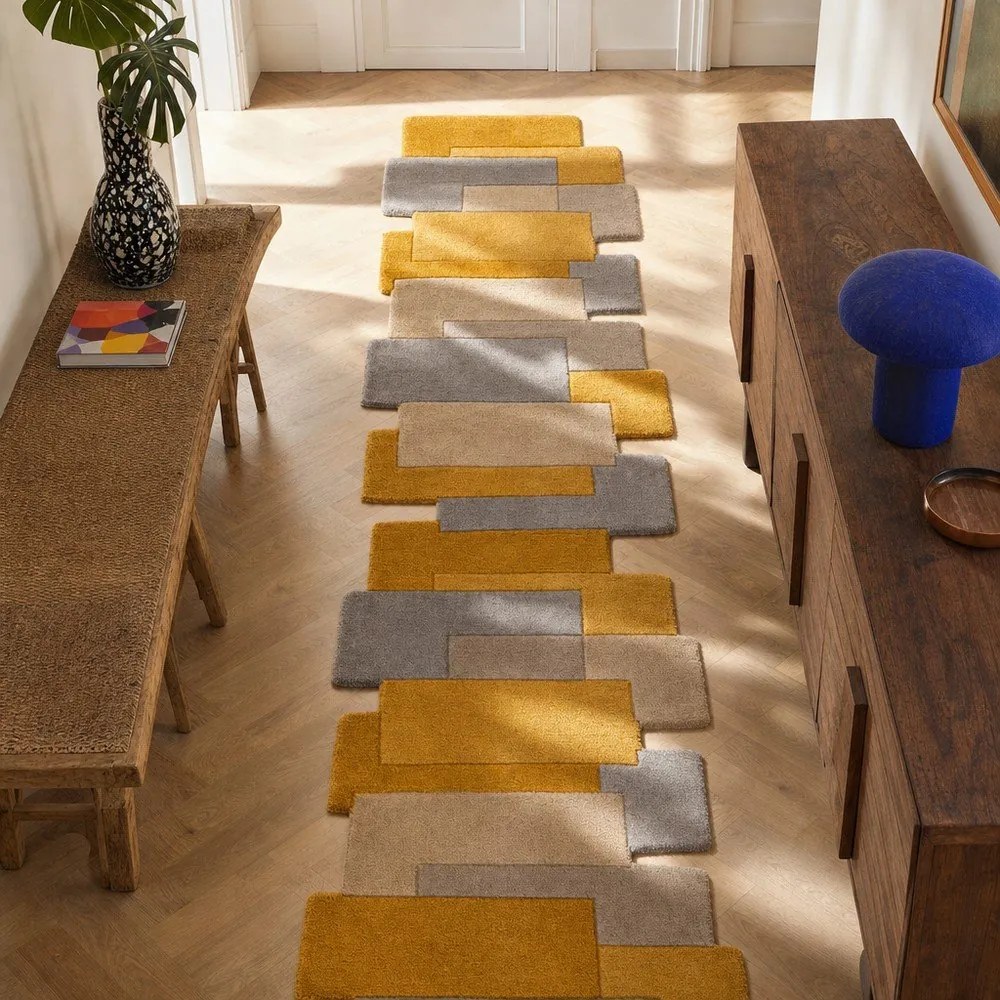 Żółto-beżowy wełniany chodnik Flair Rugs Collage, 60x230 cm