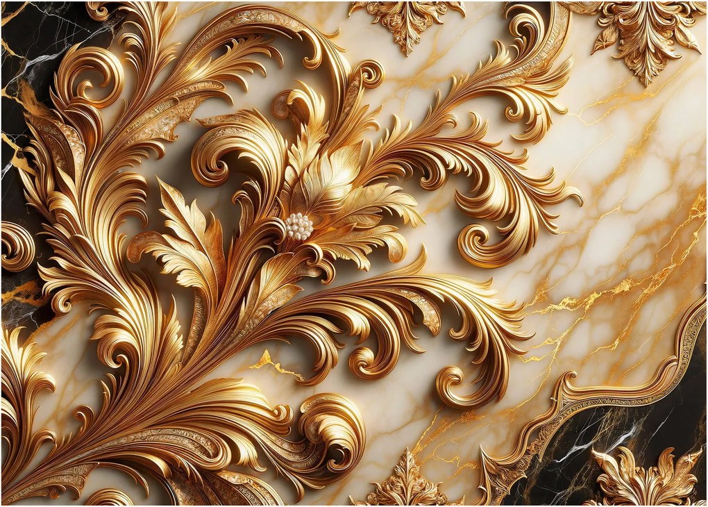Obraz na szkle - Marmur ze złotem (70x50 cm)