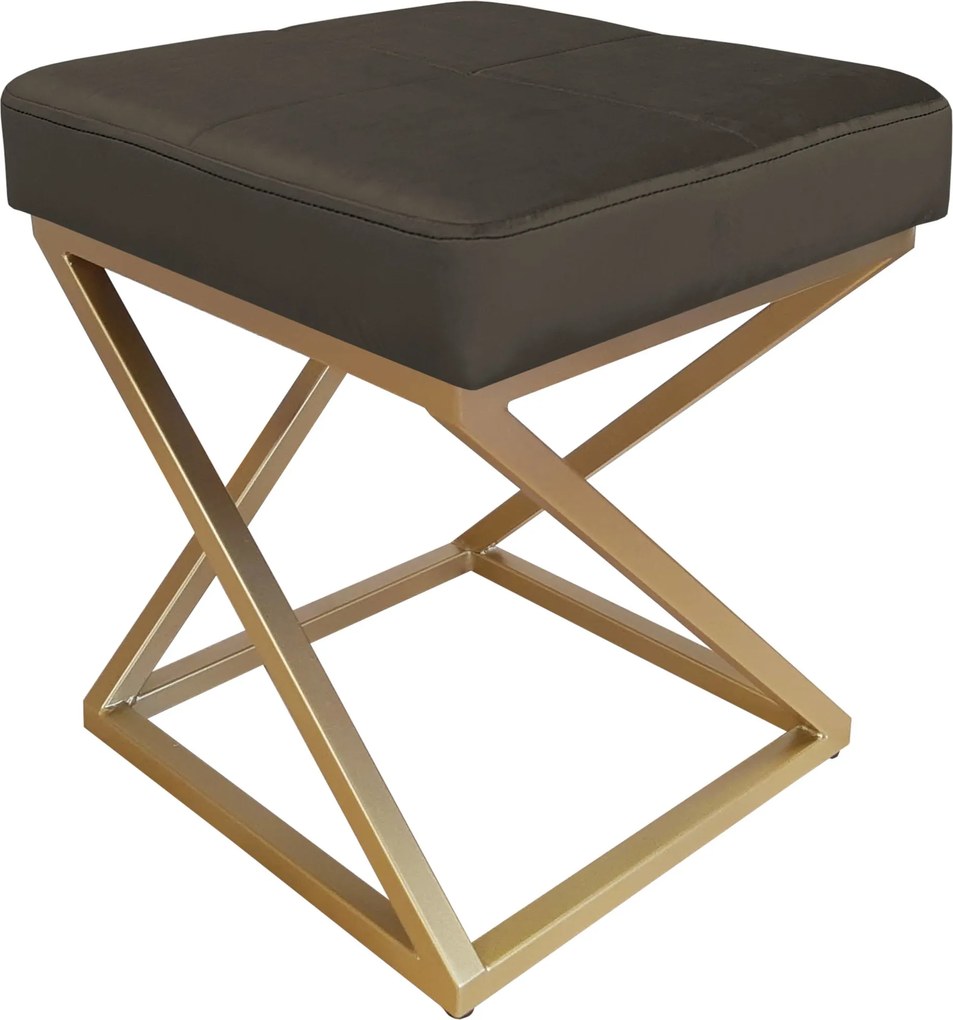 Pufa ZOA tkanina Welur loft ławka podnóżek metal : Kolor Stelaża - Złoty, Kolor tkaniny - VELVET - MG05, Typ tkaniny - Velvet