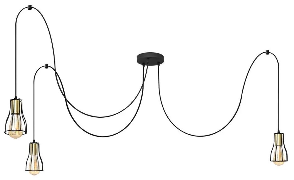 Żyrandol na lince TUBE LONG 3xE27/15W/230V czarny/złoty