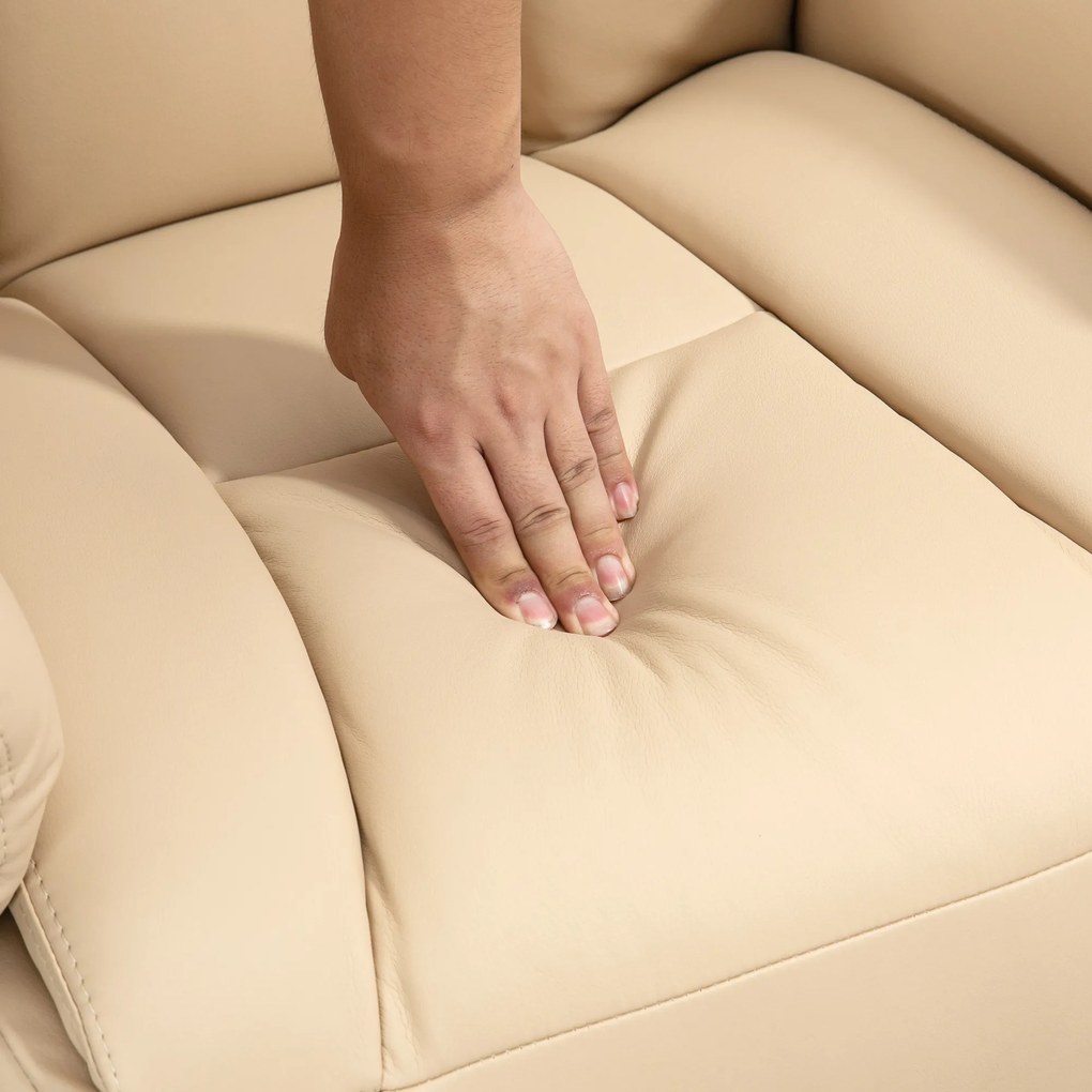 HOMCOM Fotel relaksacyjny z funkcją leżanki, obrotowy 360°, ekoskóra, beżowy, 78 x 80 x 109 cm, do 150 kg