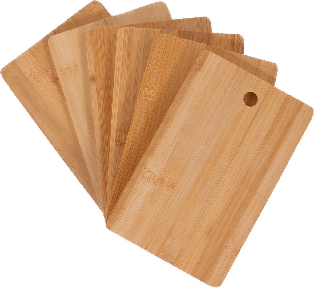 Deski do krojenia bambusowe, 6 sztuk na stojaku
