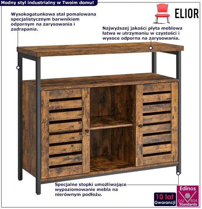 Komoda w stylu loft rustykalny brąz - Legans
