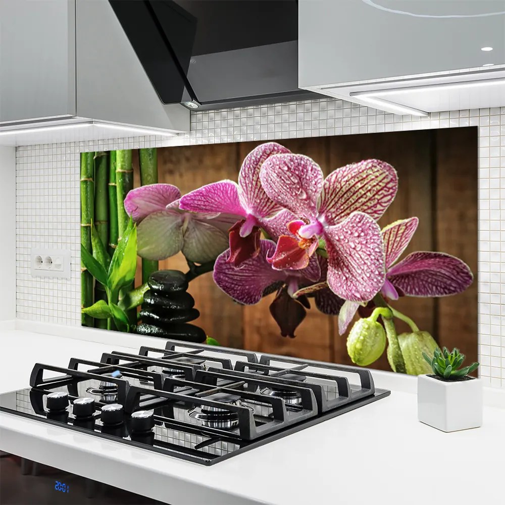 Panel Kuchenny Egzotyczny Duet: Kwiaty I Bambus