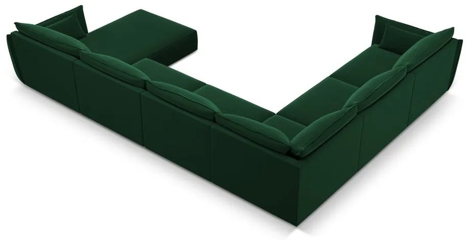 Ciemnozielony aksamitny narożnik (lewostronny/w kształcie litery U) Vanda – Mazzini Sofas