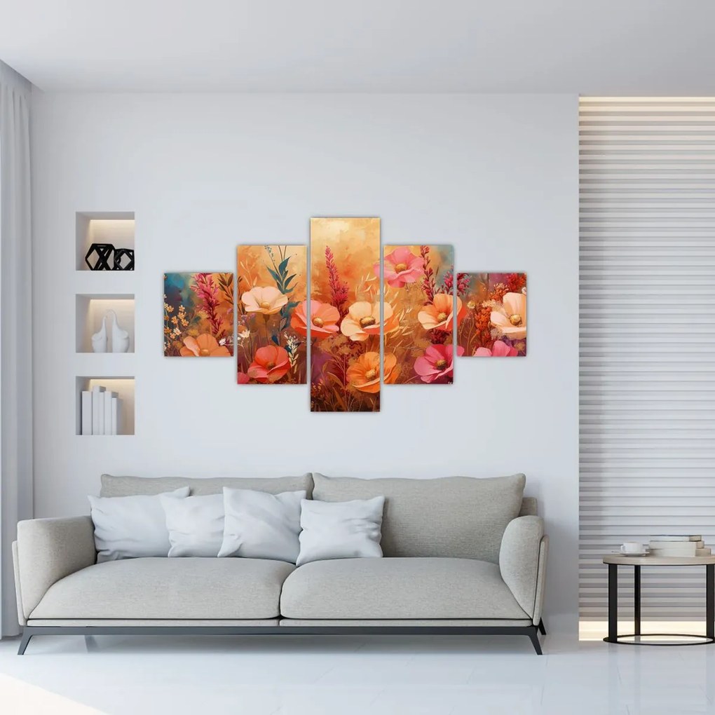 Obraz - Kwiaty łąkowe, malarstwo (125x70 cm)