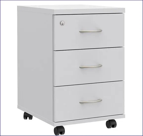 Biały kontenerek biurowy z szufladami i kluczykiem G0-K69