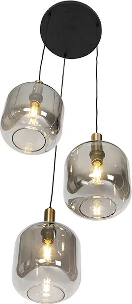 Inteligentna lampa wisząca czarna z przydymionym szkłem 3-punktowa w tym Wifi A60 - Zuzanna