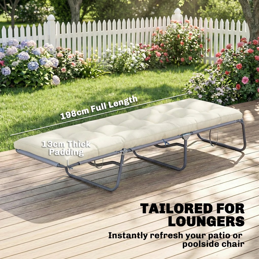 Outsunny Poduszka na Palety Zdejmowana z Paskami Mocującymi, Poduszka Ogrodowa na Leżaki 198 x 65 x 13 cm Beżowa | Aosom PL