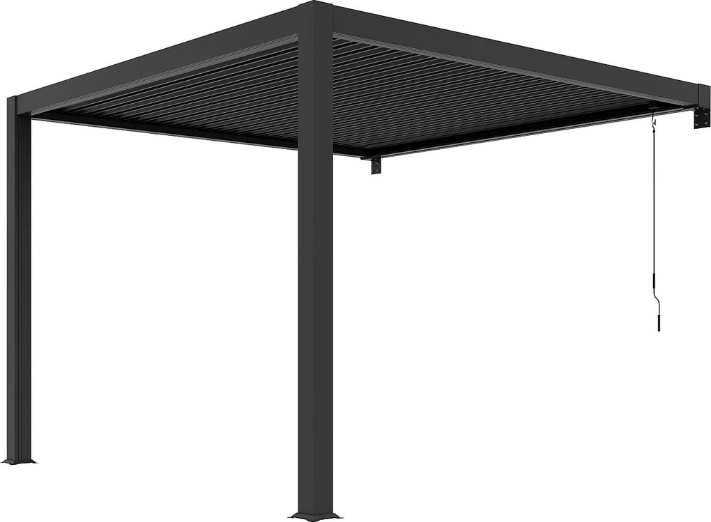 Pergola przyścienna bioklimatyczna aluminiowa z regulowanymi lamelami 9,36 m² - Antracytowa - SERADO