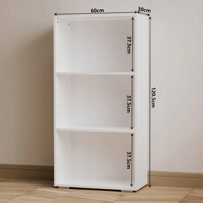 Regał na książki biurowy półki nowoczesny loft biały wysoki do salonu 120cm