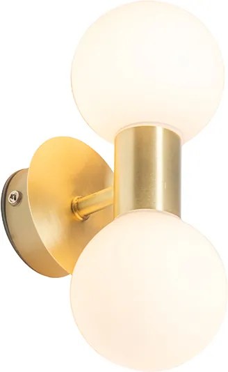 Nowoczesna lampa ścienna złota IP44 2-światłowa - Cederic
