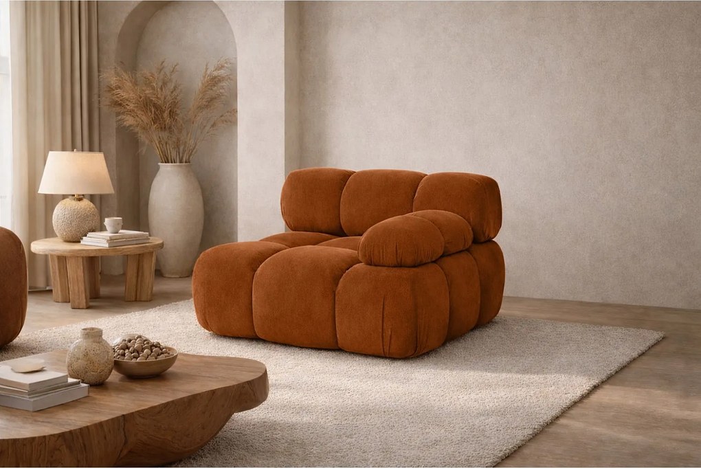 Moduł boczny do systemu modułowego, tkanina welur Salvador, Brązowy, Prawy, Selia