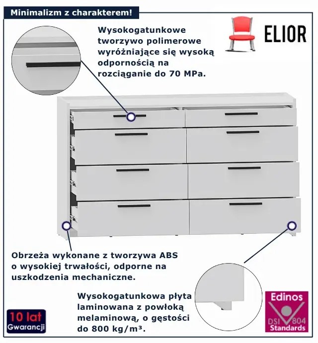 Biała minimalistyczna komoda z 4 szufladami - B7-F62