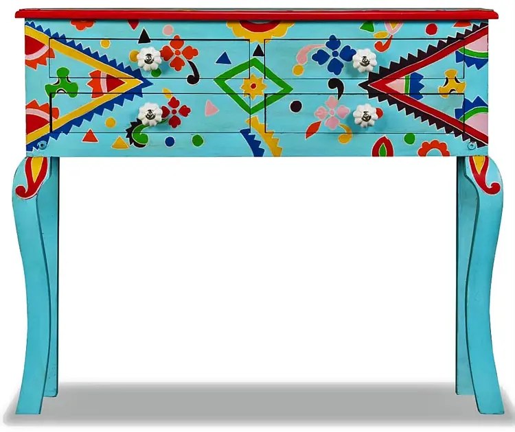 Niebieska drewniana konsola do salonu S9-K91