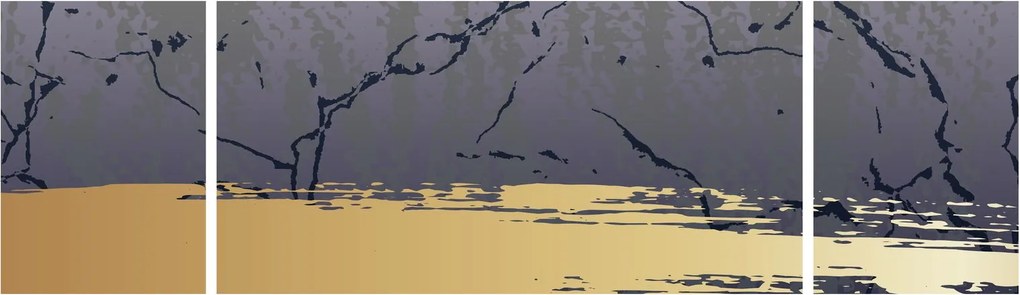 Obraz - Niebiesko-złota abstrakcja N⁰1 (170x50 cm)