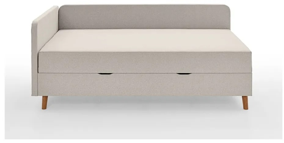 Beżowe tapicerowane łóżko jednoosobowe ze schowkiem 120x200 cm Cabana – Meise Möbel