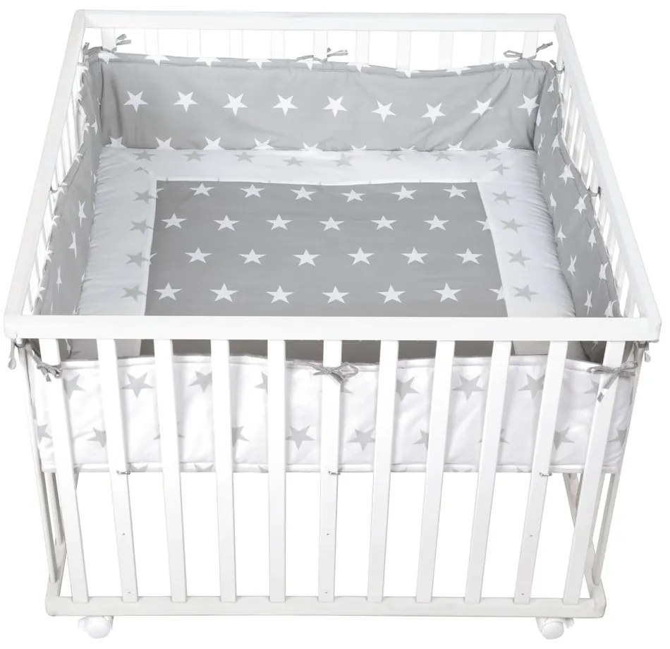 Biały kojec dla dzieci 100x100 cm Little stars – Roba