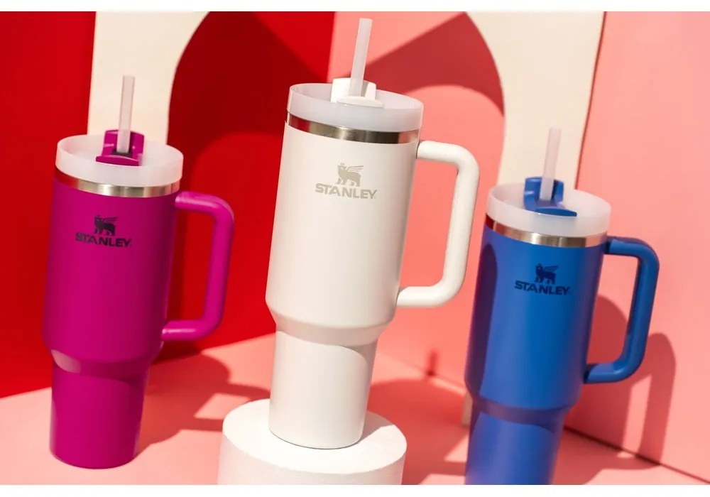 Biały termos ze słomką ze stali nierdzewnej 1,18 l Quencher H2.0 FlowState Tumbler Frost – Stanley