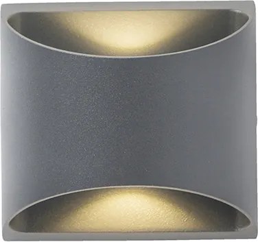 Nowoczesna lampa ścienna zewnętrzna ciemnoszara z LED 2-światłowa IP54 - Mal