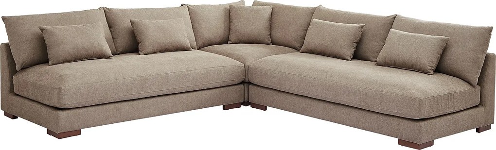 Kanapa narożna dwustronna z teksturowanej tkaniny w kolorze taupe SPERONE