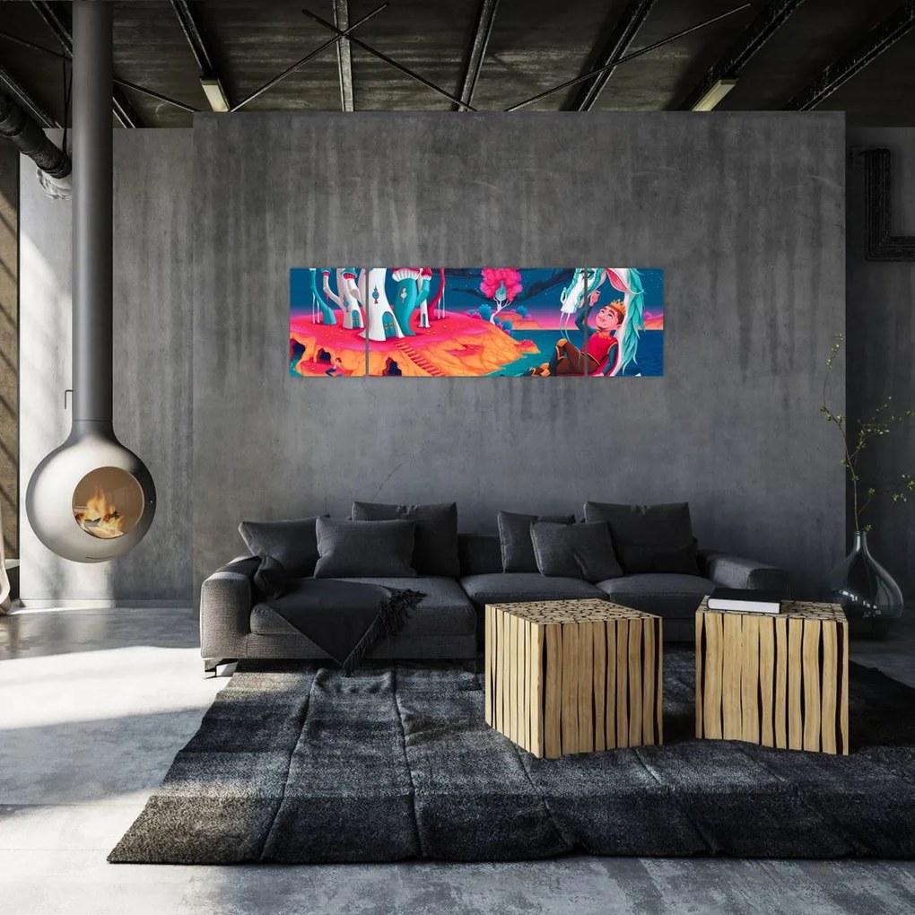 Obraz - Książę i smocza księżniczka (170x50 cm)