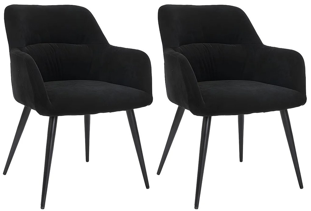 Zestaw 2 krzeseł HEKA - Podłokietniki - Tkanina i metal - Czarny
