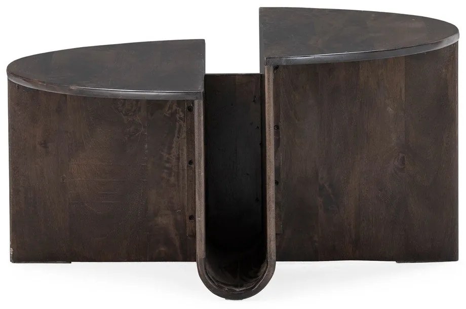 Ciemnobrązowy okrągły stolik z litego drewna mango ø 80 cm Divya – MOME