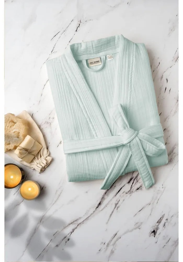 Miętowy szlafrok muślinowy w rozmiarze S/M Kimono – Foutastic