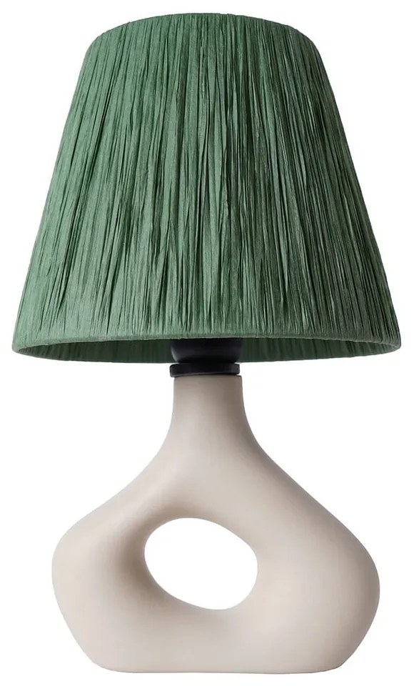 Zielona lampa stołowa z kloszem plecionki papierowej (wysokość 40 cm) Serin – Opviq lights