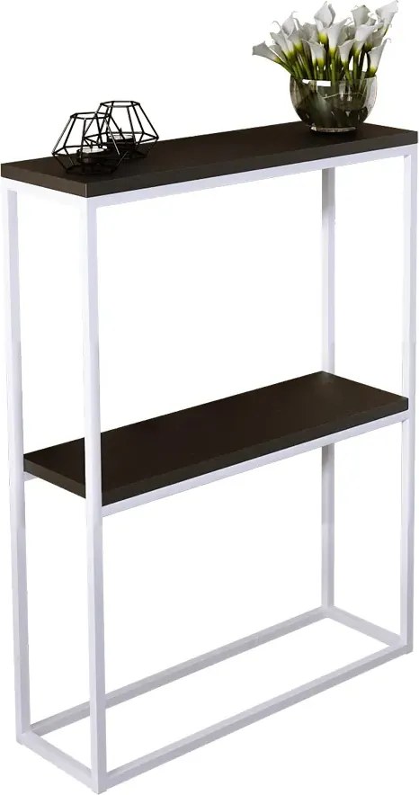 Loftowa konsola z półkami biały + czarny E5-K05