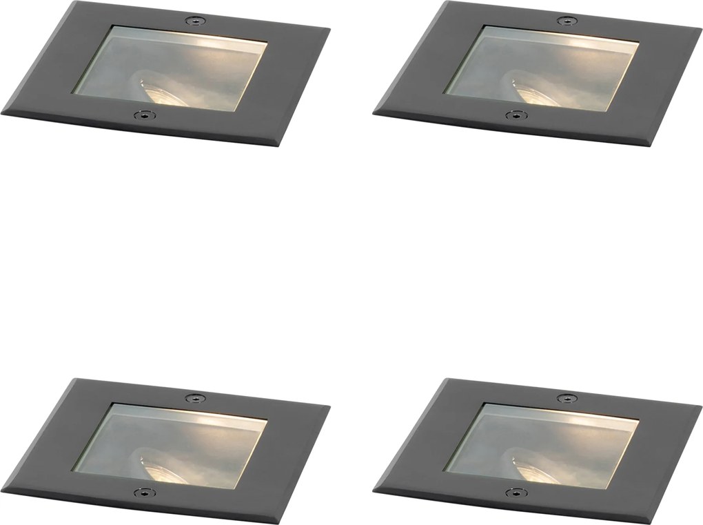 Zestaw 4 nowoczesnych reflektorów gruntowych czarnych z regulacją IP65 - Oneon