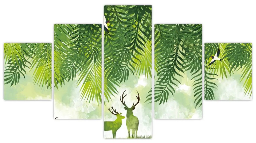 Obraz - Jeleń w lesie (125x70 cm)