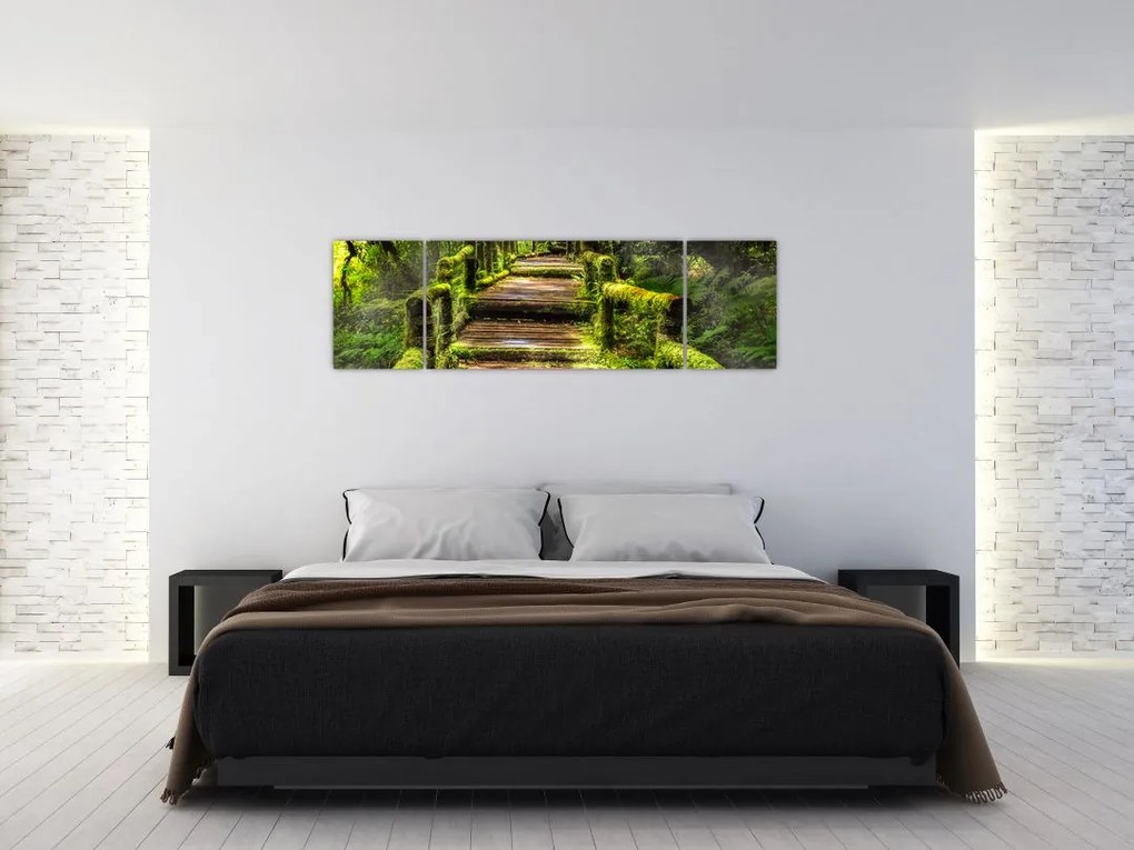 Obraz schodów w deszczowym pralesie (170x50 cm)
