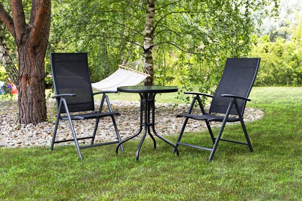 Szklany stolik balkonowy okrągły 60 cm Tulum 070, czarny