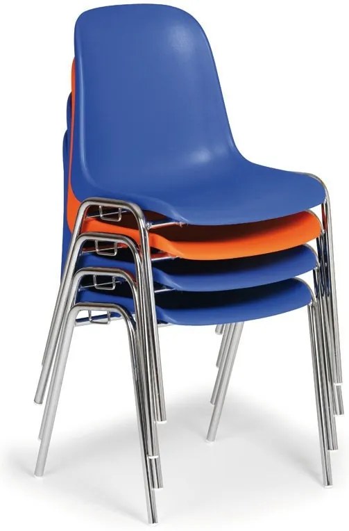 Plastowe krzesło jadalniane ELENA, czarne, chromowane nogi