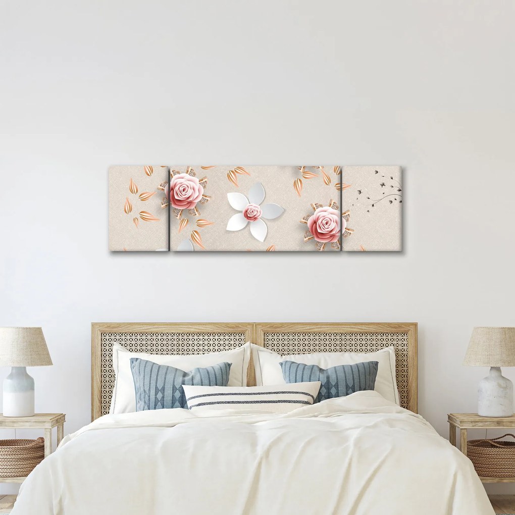 Obraz - Kwiaty róży (170x50 cm)
