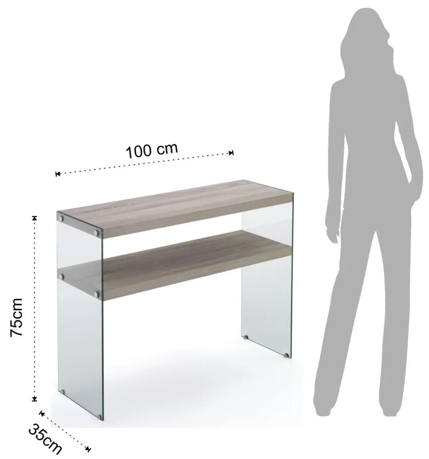 Naturalna konsola z blatem w dekorze dębu 35x100 cm Nancy – Tomasucci