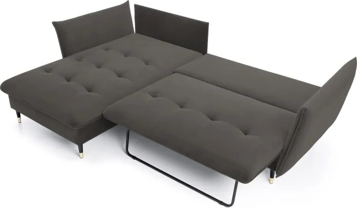 Narożnik GLAM Lewostronny z funkcją spania, zestaw z poduszkami wolnostojący tkanina RIVIERA 95 Ciemny szary DOMO HOME