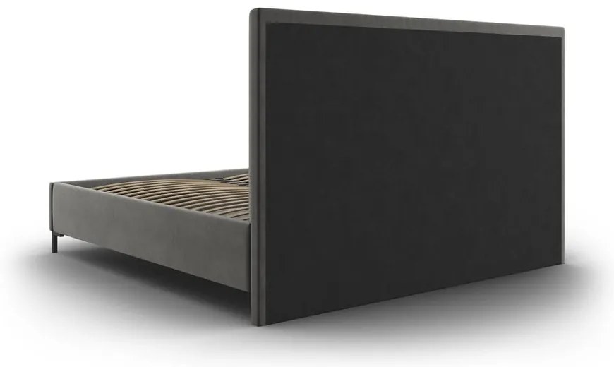 Szare tapicerowane łóżko dwuosobowe ze schowkiem i stelażem 180x200 cm Casey – Mazzini Beds