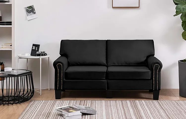 Luksusowa dwuosobowa sofa czarna - Alaia 2X