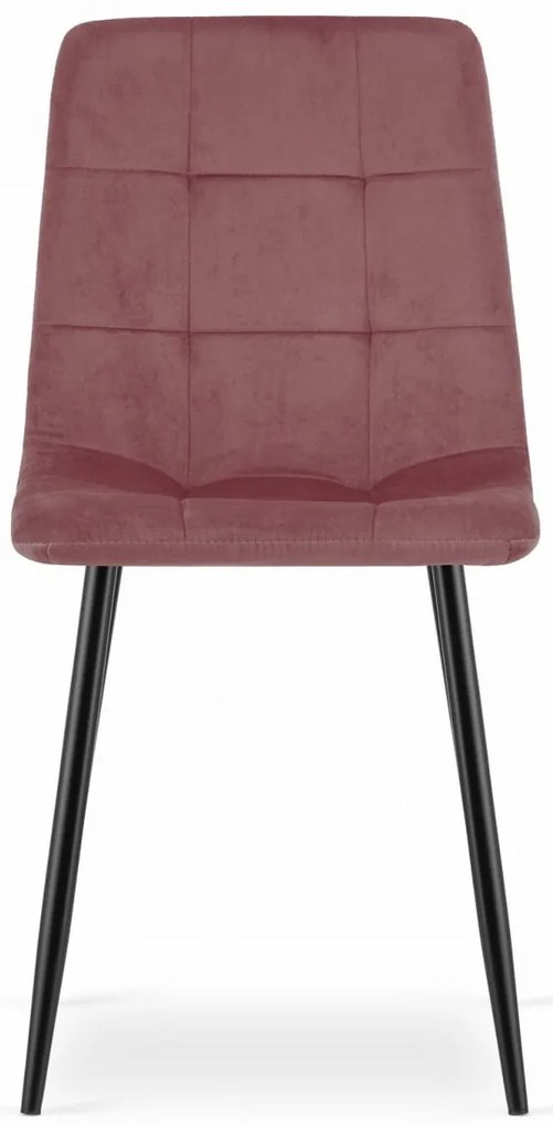 Krzesło aksamitne KARA różowe na czarnych nogach
